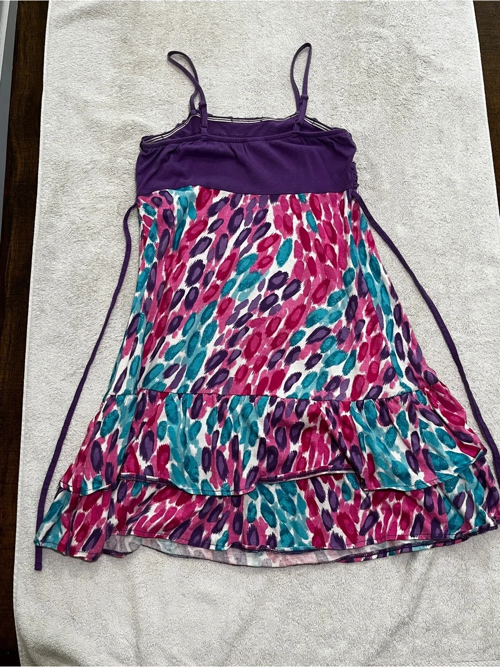 Justice Girls Purple Dress with Pink, Teal & Lavender Brushstroke Print